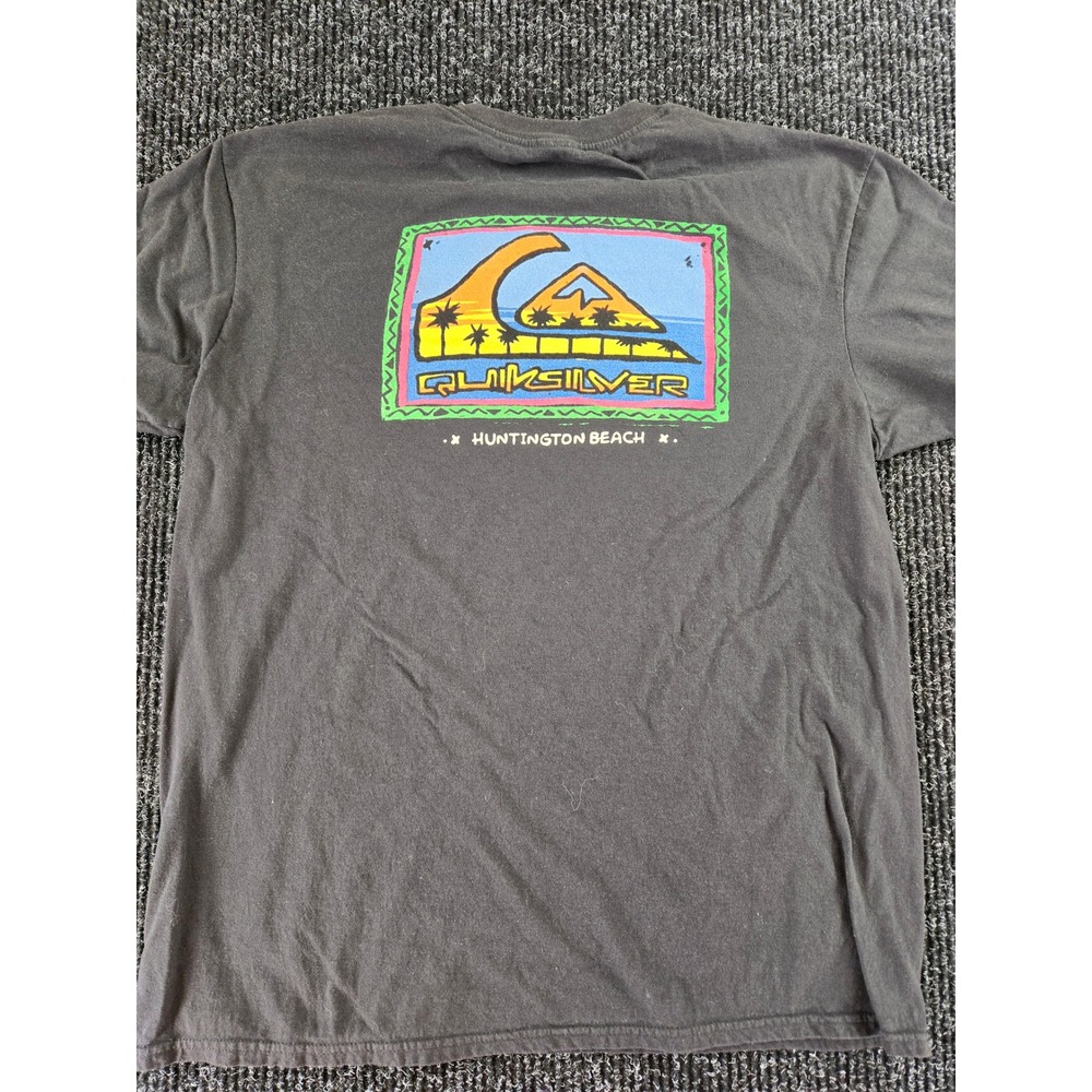 Quiksilver Mens XL Huntington Beach Graphic T-Shirt Black Cotton Regular Fit